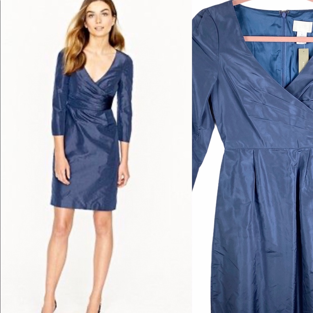 Jcrew NEW! Lilabeth 3/4 Sleeve Silk Taffeta Dress